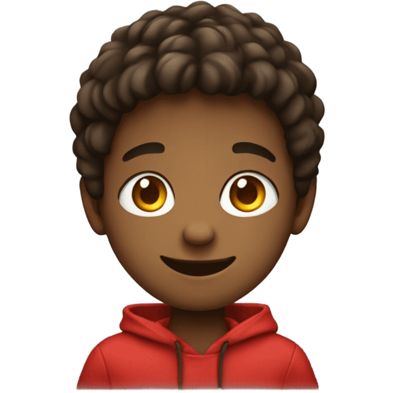 smiling boy in red hoodie emoji