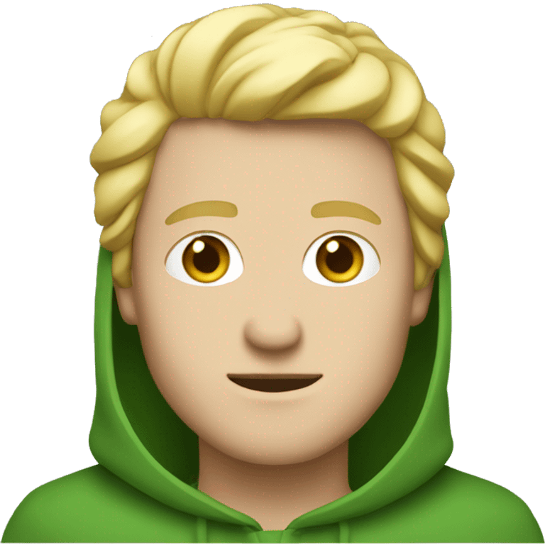 White man with blonde hair and a green hood emoji