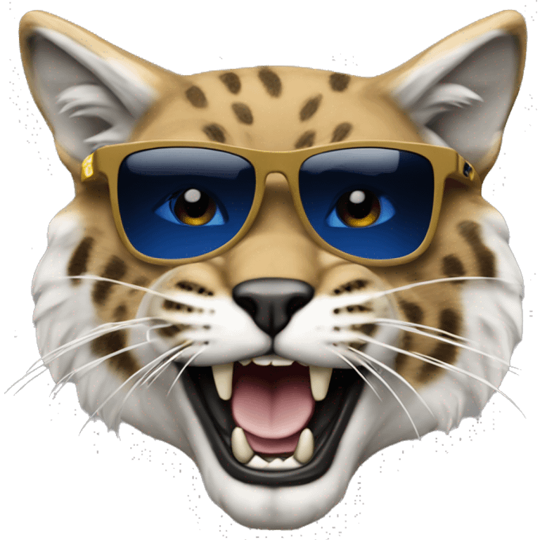 Montana state bobcat mascot muscular with sunglasses  emoji