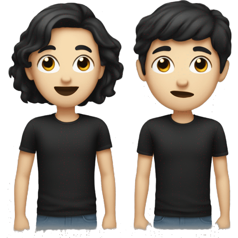 White person with black hair and black shirt giving a kiss gesture facing the screen  emoji