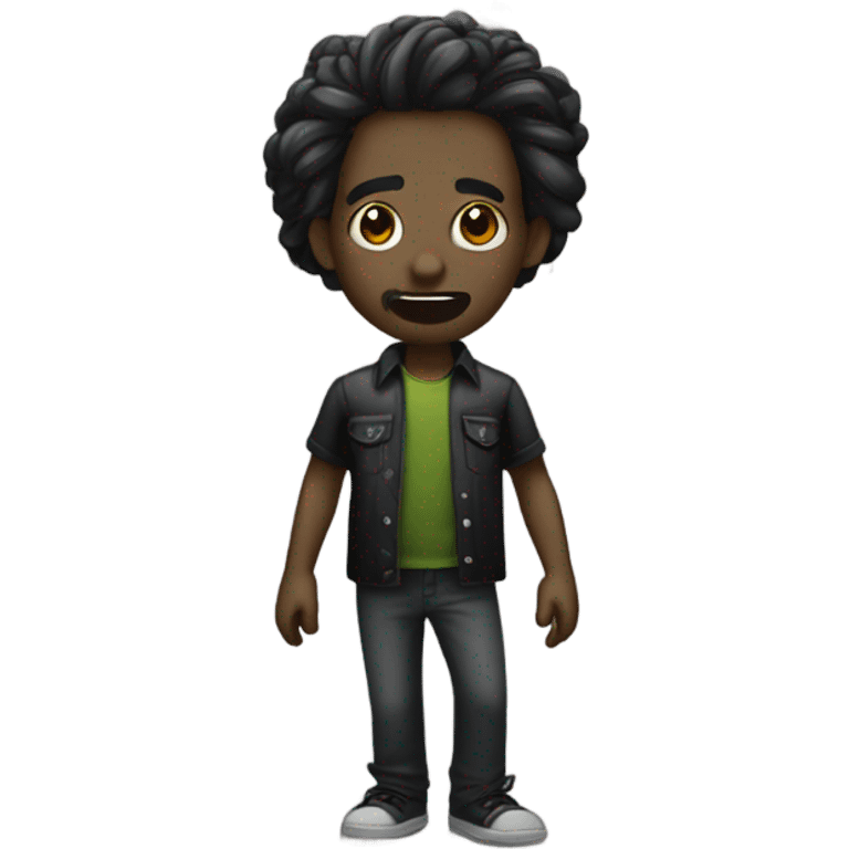 um zumbi com cabelo curto preto e camisa preta  emoji