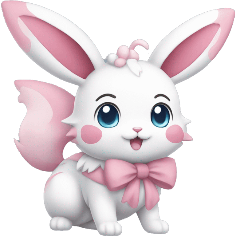 Kawaii Sylveon-Bunny-Pokémon full body emoji