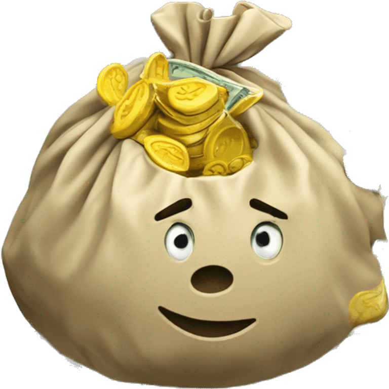 money bag laying down with money spilling from the bag emoji