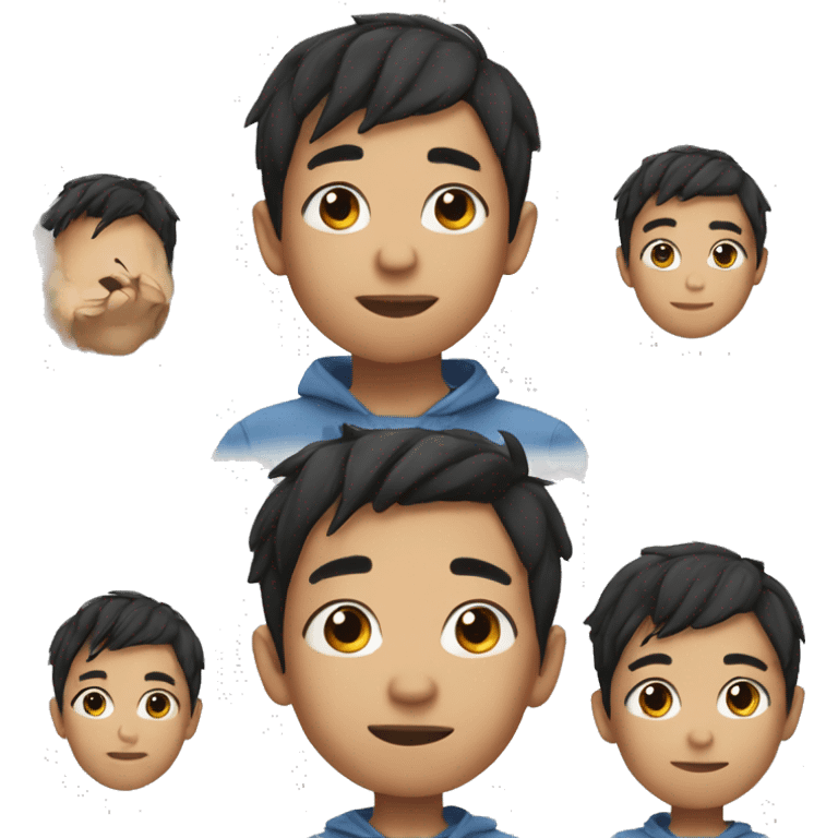 a cute little boy just above the should, asian, black hair, around 5 years emoji