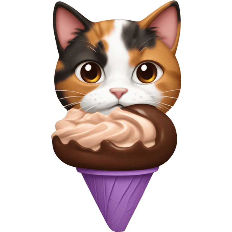 calico cat with chocolate icecream  emoji