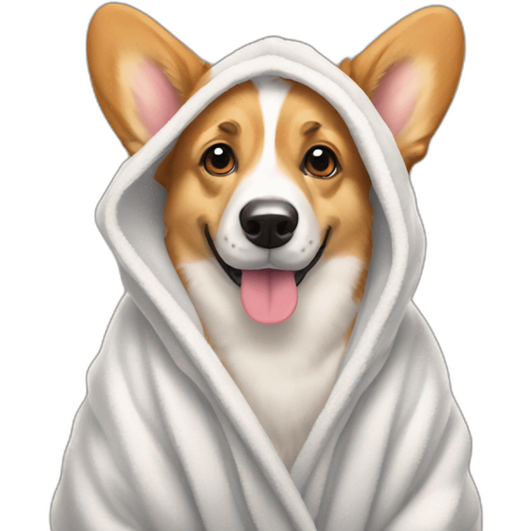 Corgi after the bath in the robe emoji