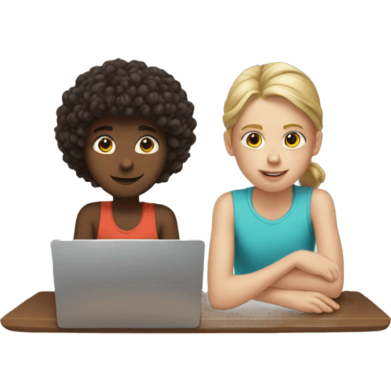 white boy and girl behind laptop emoji