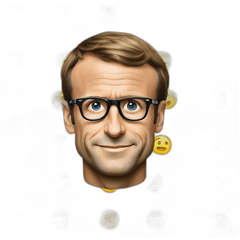 Emmanuel Macron avec des lunette de soleil emoji