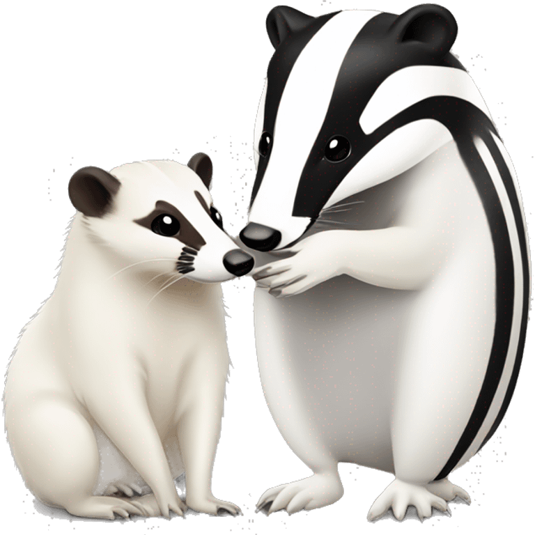 Badger kissing white ermine emoji