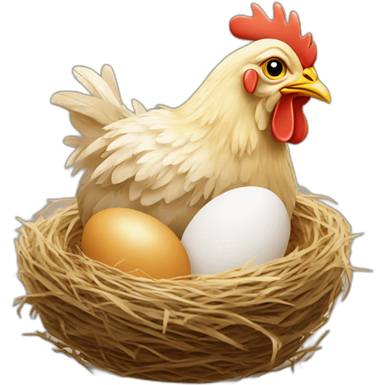 chicken on a podiumr chicken eggs in a nest emoji