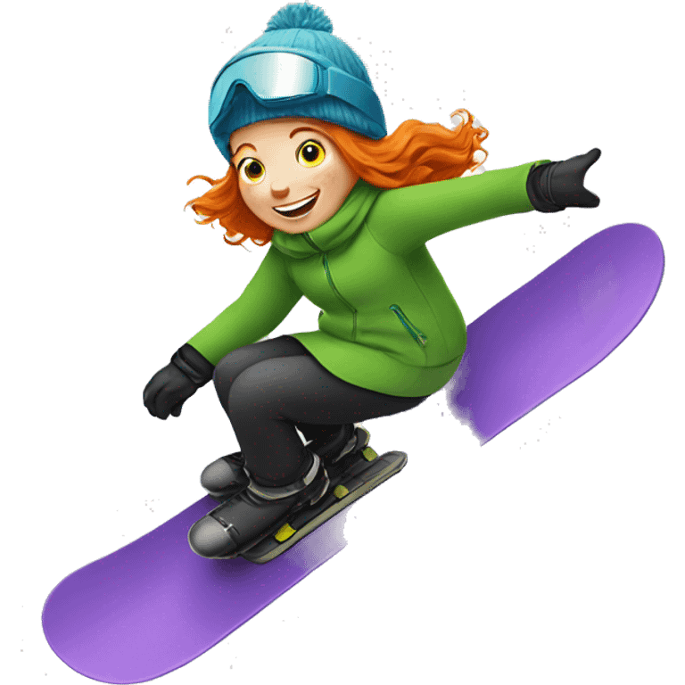 Ginger Girl riding on snowboard  emoji