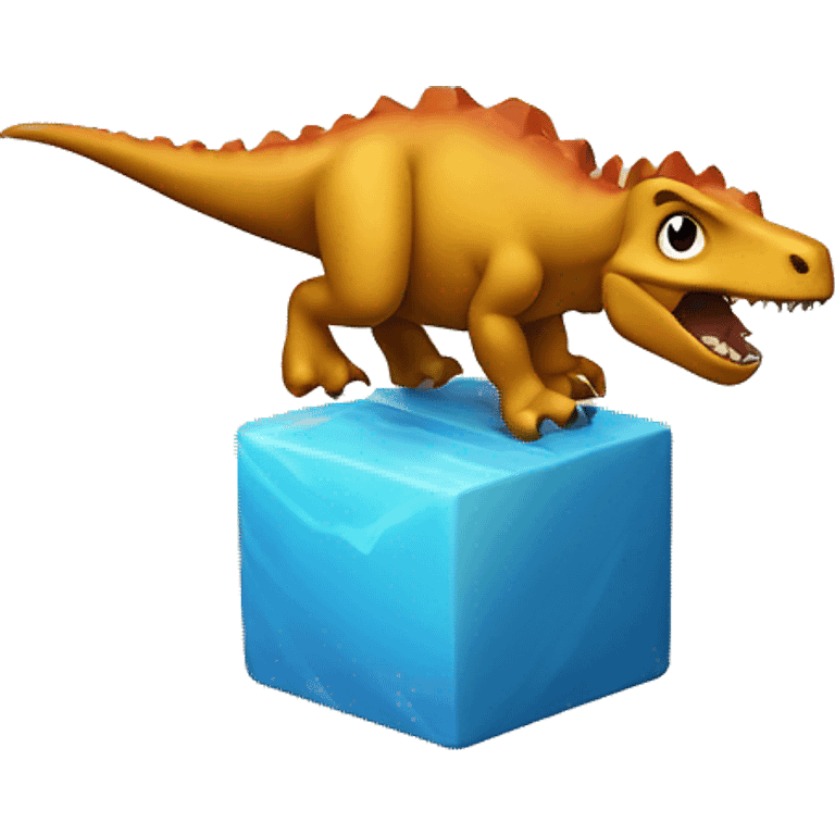 A cube dinosaur surfing emoji