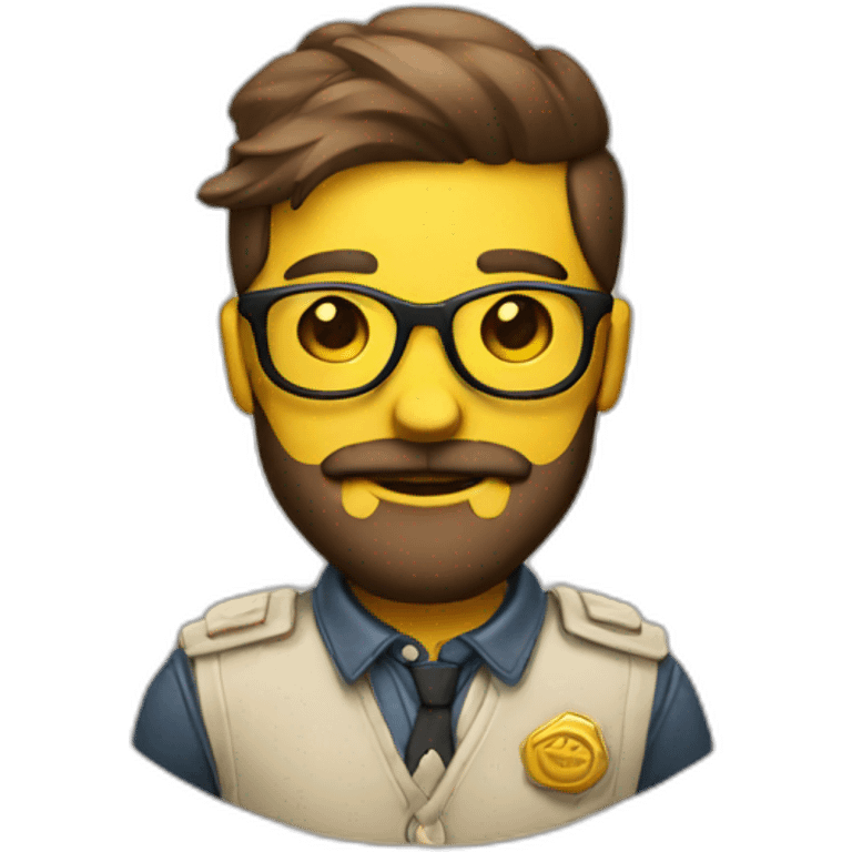 yellow skin hipster wearing badge emoji