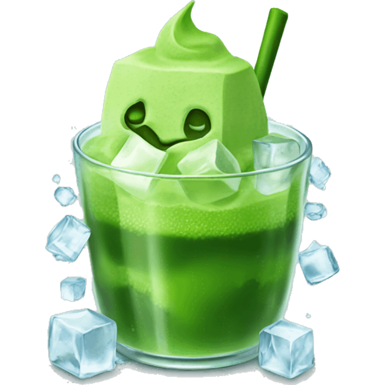 matcha with ice cubes  emoji