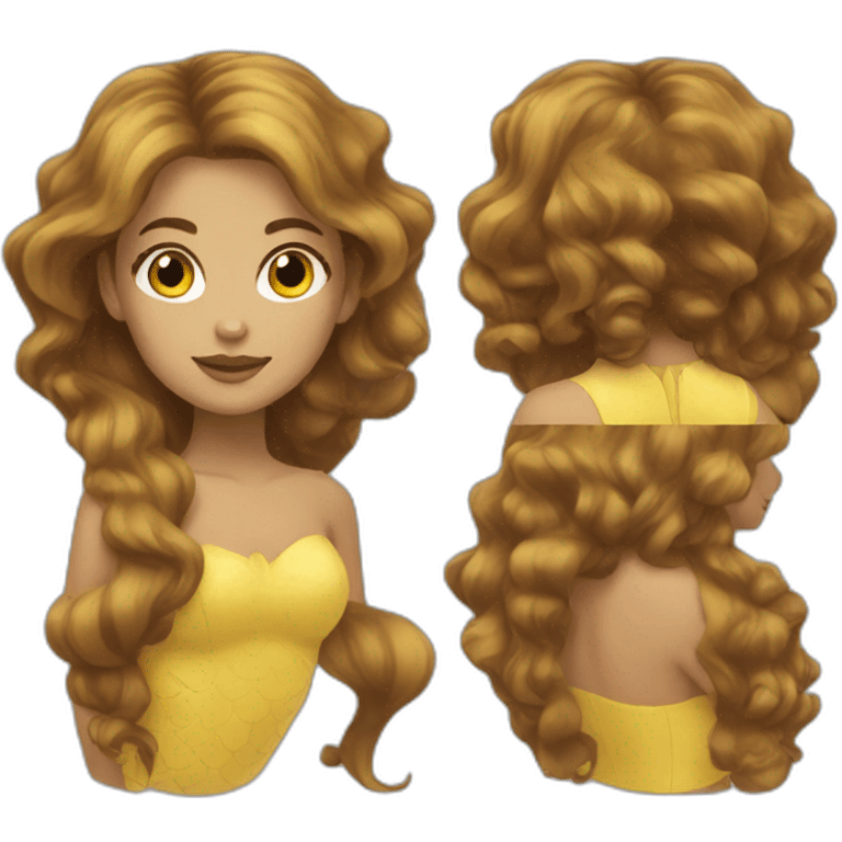 yellow tone mermaid with brown hair emoji