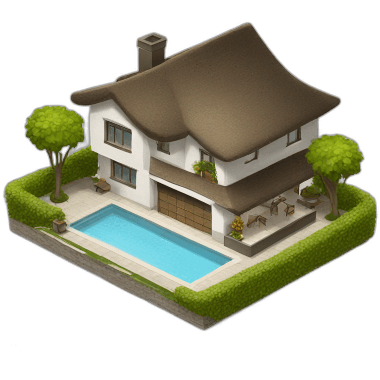 modern luxury house with  a thatched roof emoji