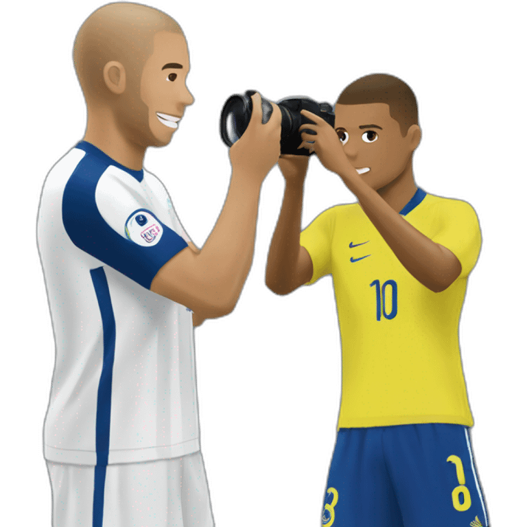 zidane taking a picture of mbappe emoji