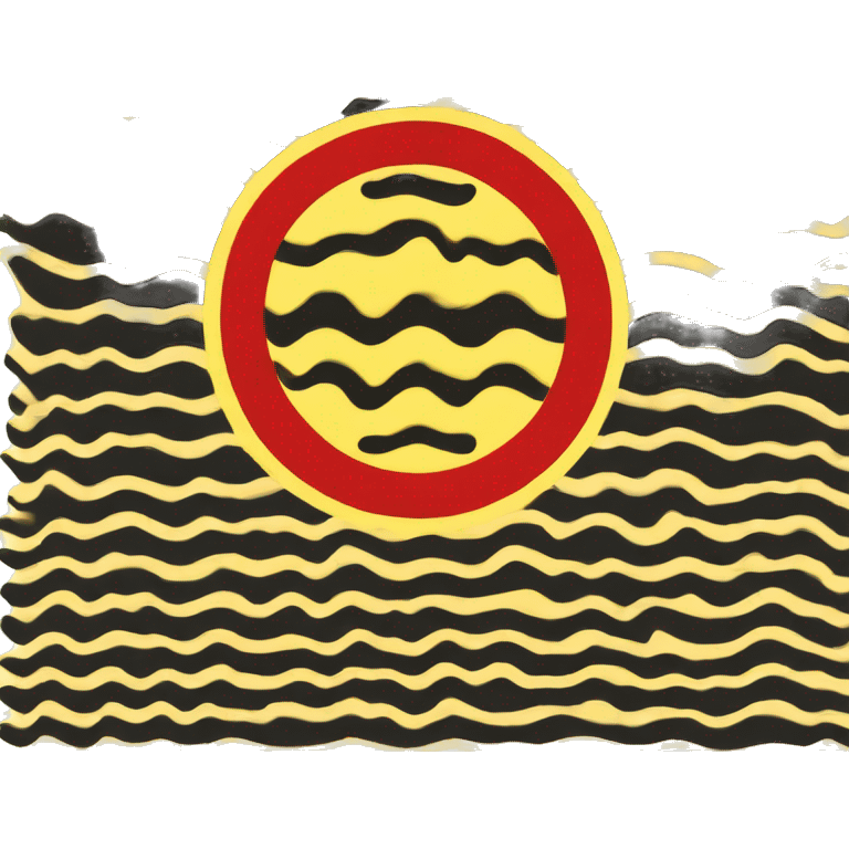 A wavy black and red rectangle with a medium sized yellow circle in the middle emoji