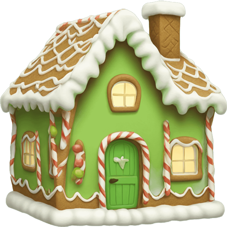 Cosy light green gingerbread house  emoji