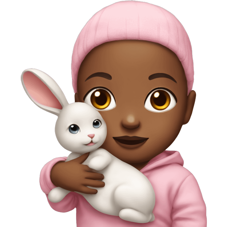 Cute Baby with cute bunny doll emoji