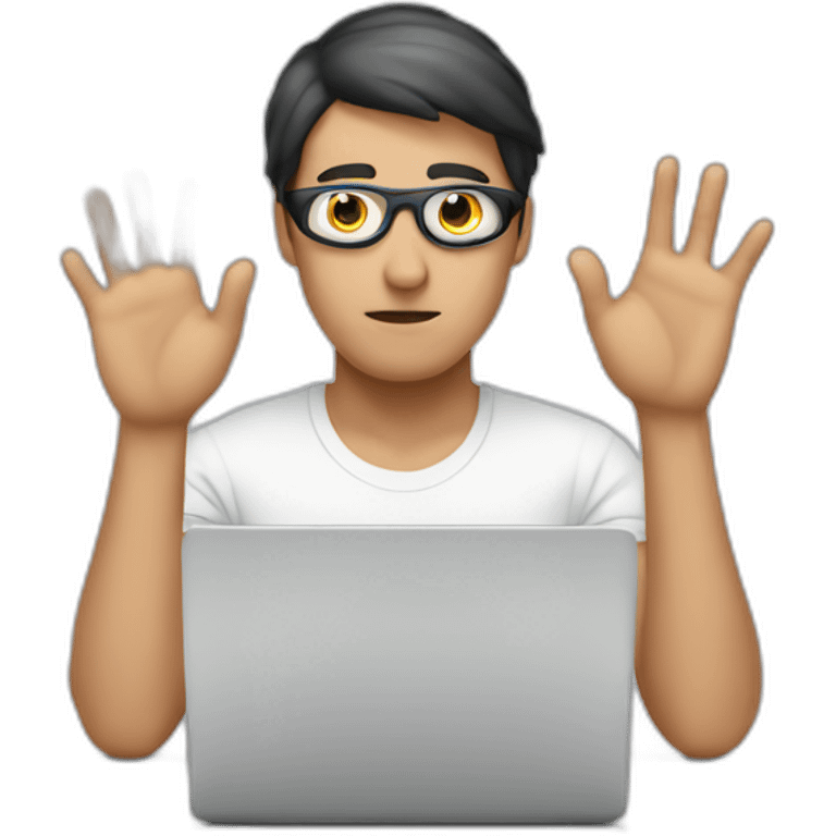 Hacker person doing stop by his hands emoji