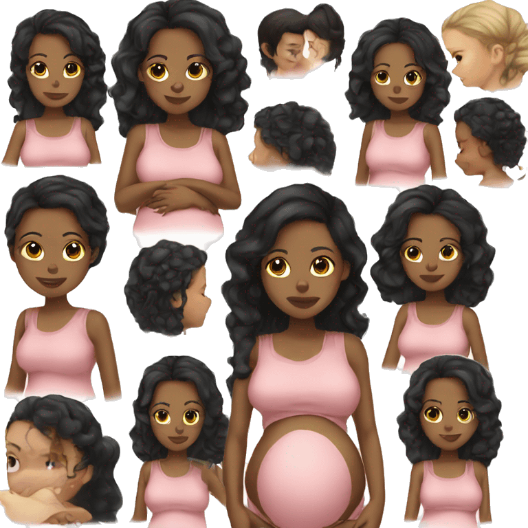 pregnant girl black hair light skin emoji