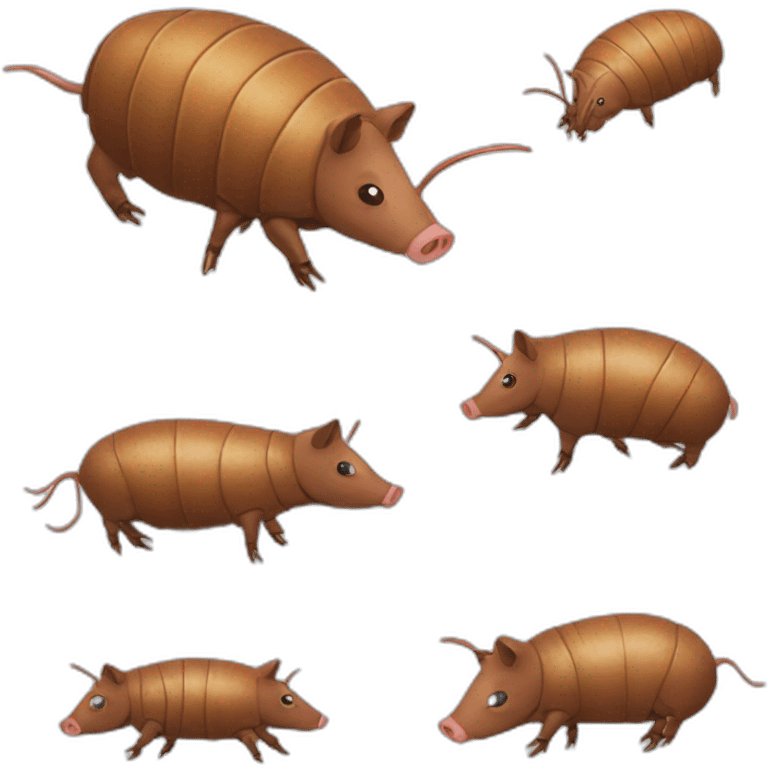 Brown pig armadillo cow centipede insect emoji