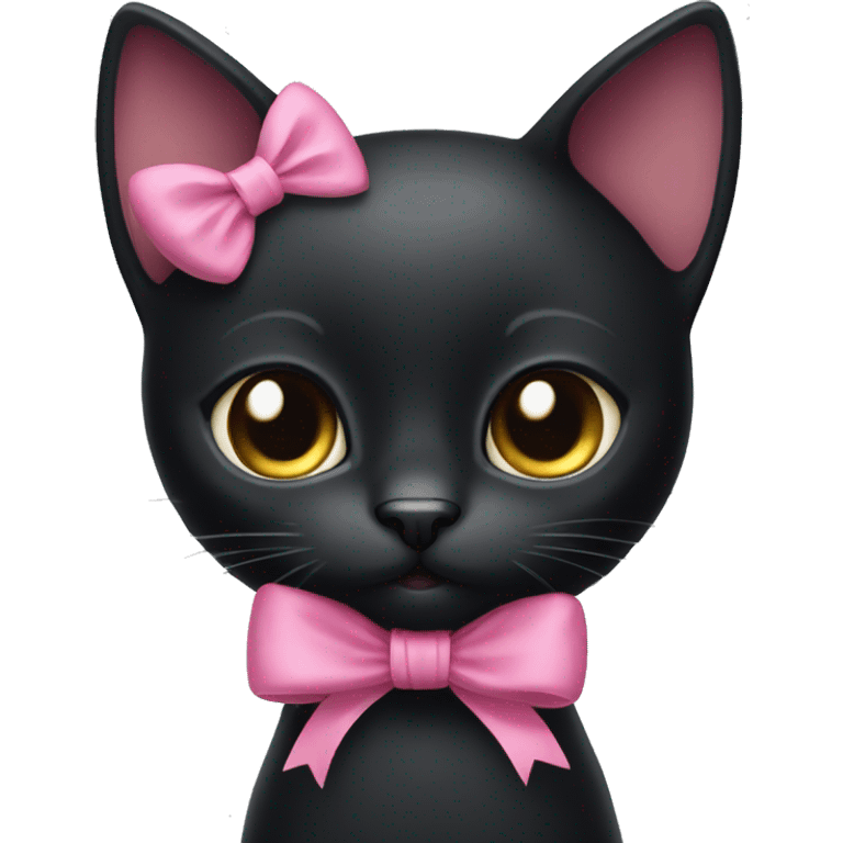 Black cat with pink bow on its head emoji