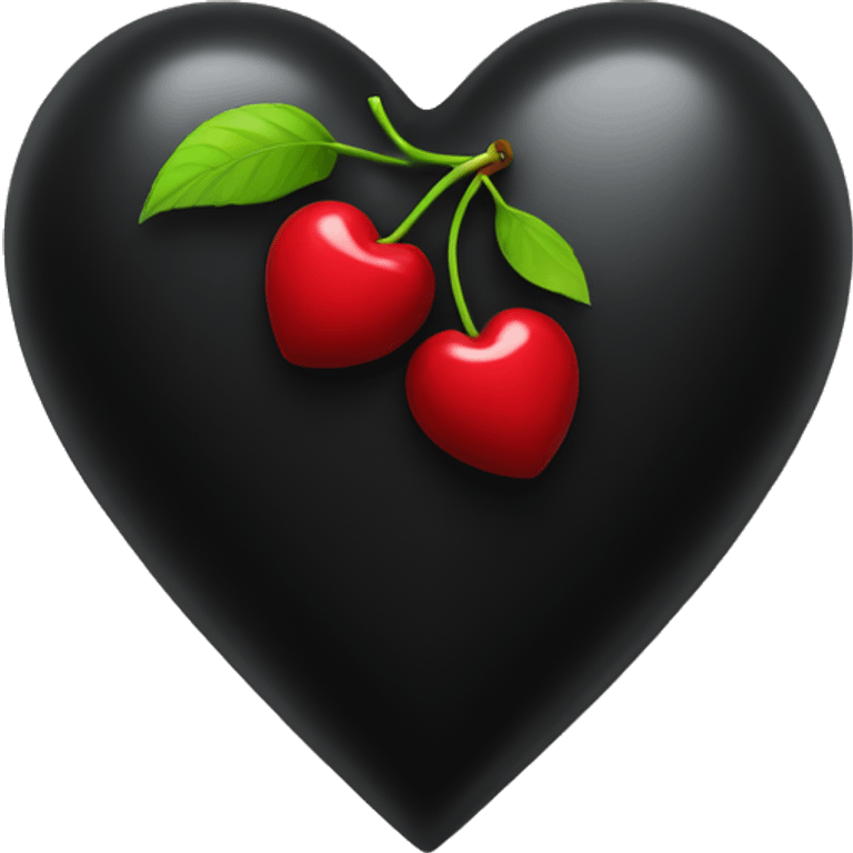 Black heart with a cherry in the middle of it emoji