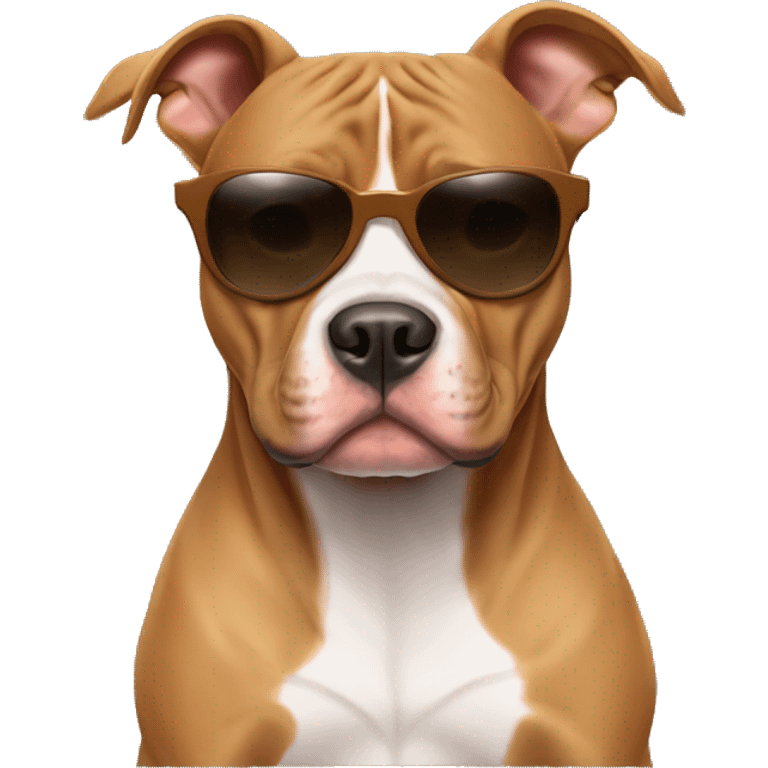 Light brown pitbull with sunglasses emoji