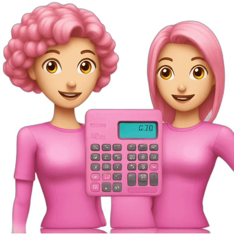 pink calculator and women  emoji