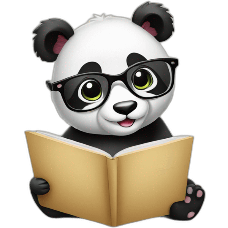 cute panda wearing glasses studying emoji