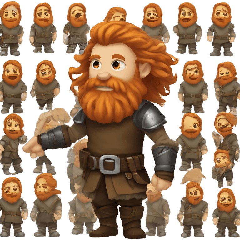 Full body of a small rogue dwarf with a long ginger beard emoji