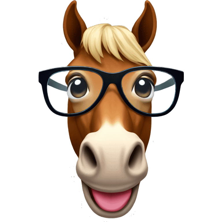 horse with glasses and tongue out emoji