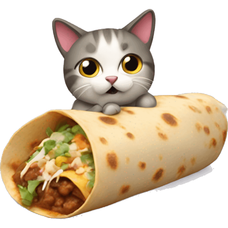 Cat eating a burrito emoji