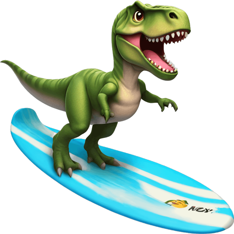 T-Rex surfing with a Tutu￼ emoji