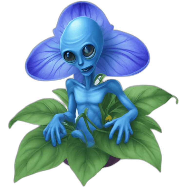 extraterrestre eat blue flowers emoji