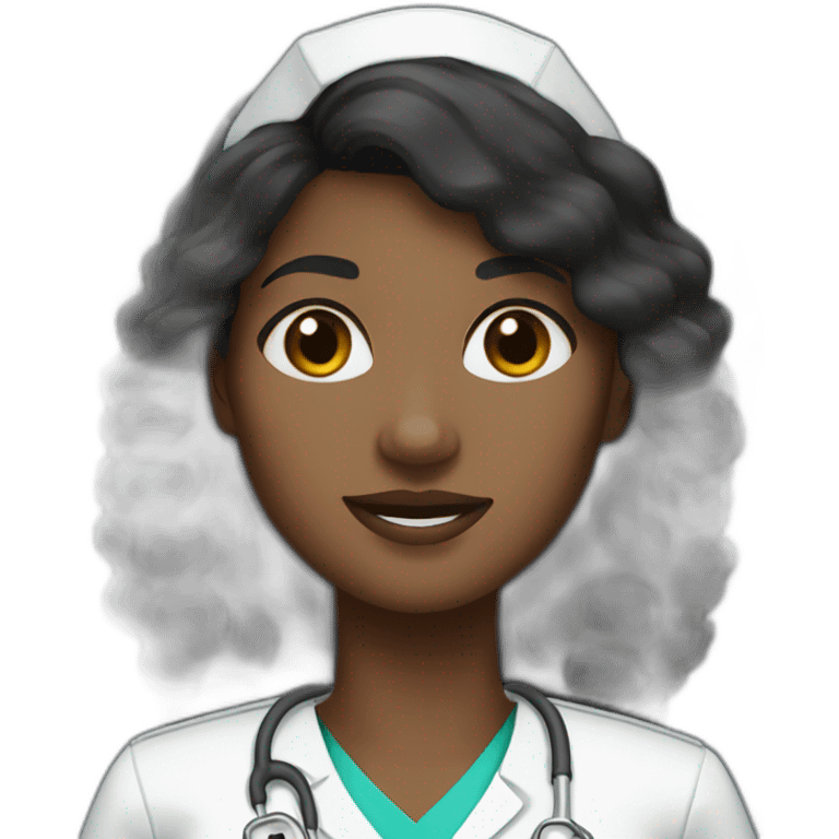 Nurse black woman straight hair no glasses emoji