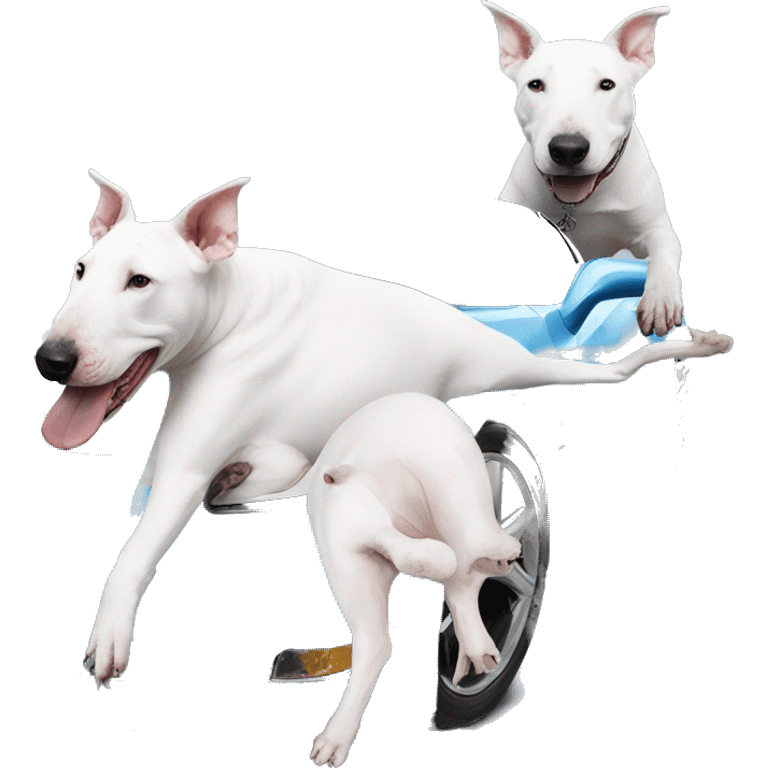 White Bull terrier and blue C6 Corvette  emoji