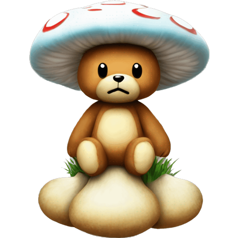 TeddyBear::2 Mario-style Mushroom Teddy-Bear, Toadstool Stuffed Animal, Mushroom Teddy emoji