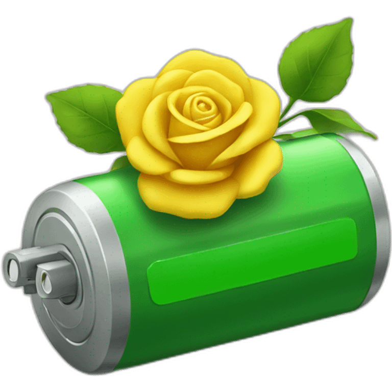 green battery with yellow rose  emoji