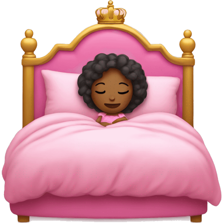 Princess asleep in big pink bed emoji