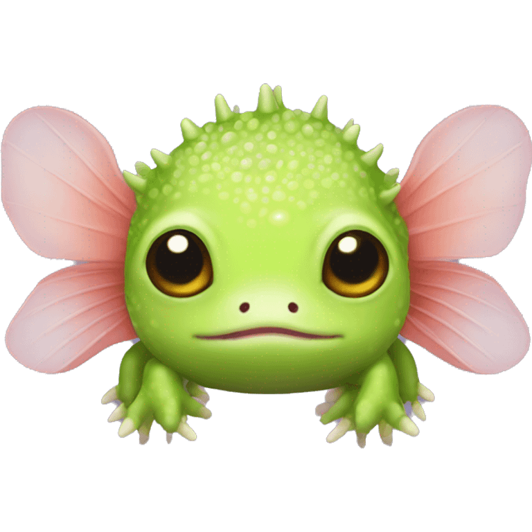 lime green axolotl with amber eyes emoji