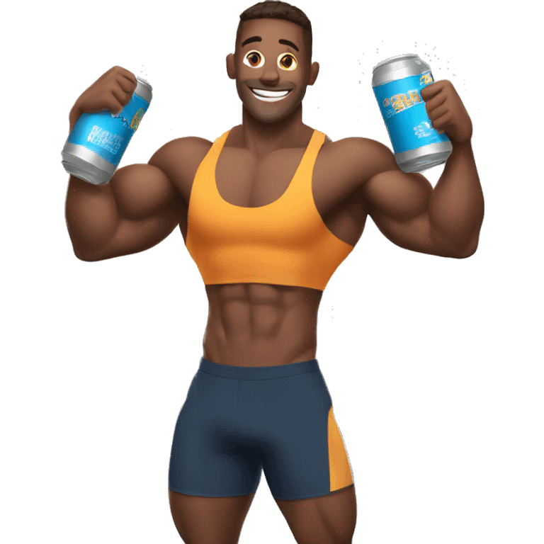 pumped up athlete holding a can of protein emoji