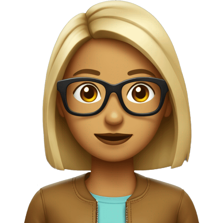 Chica castaña pelo corto y con gafas negras emoji