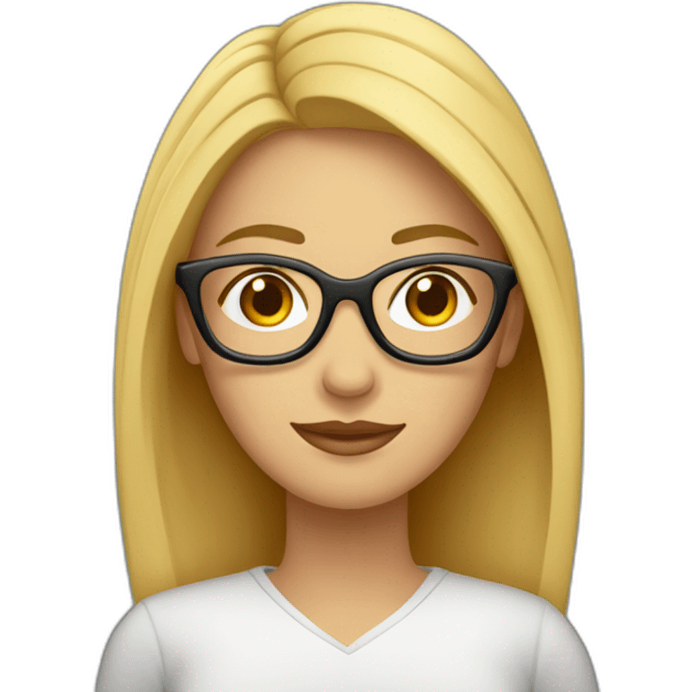 Mujer estudiante mediana edad rubia y con gafas emoji