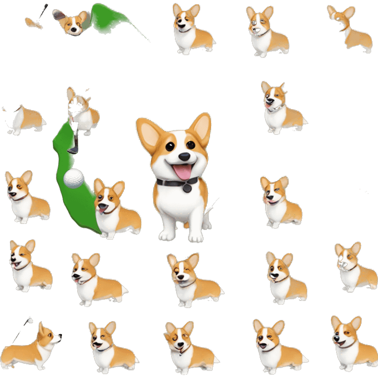 Corgi dogs playing golf emoji