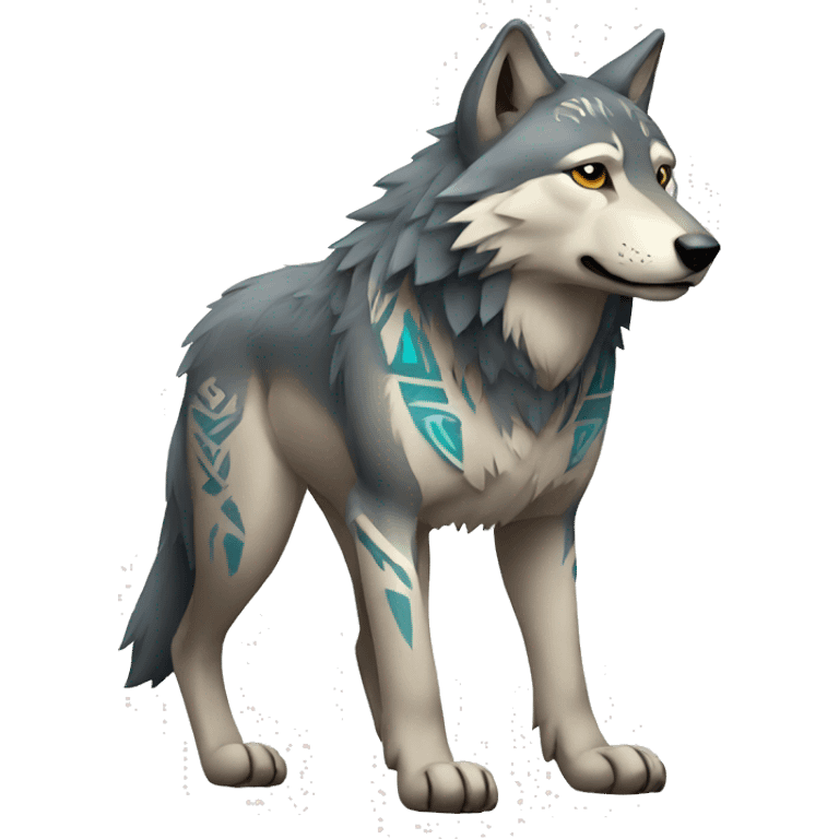 Wolf With Tribal Markings Full Body emoji