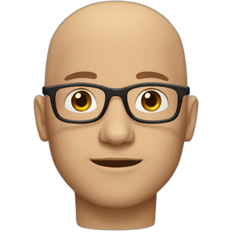 bald guy with brown eyes and glasses emoji