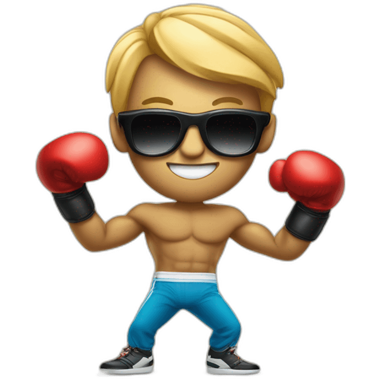 a 100 dollar bill playing kick boxing with sunglases emoji